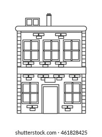 flat design single brick building icon vector illustration