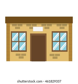 flat design single brick building icon vector illustration