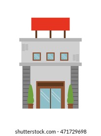 flat design single building icon vector illustration