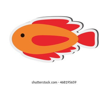 flat design single fish icon vector illustration