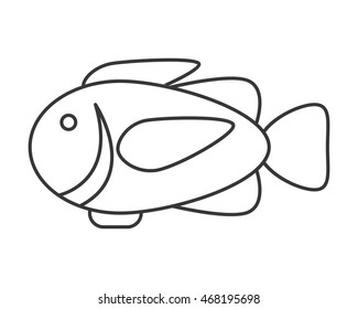 flat design single fish icon vector illustration