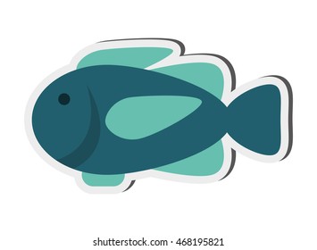 flat design single fish icon vector illustration