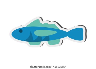 flat design single fish icon vector illustration