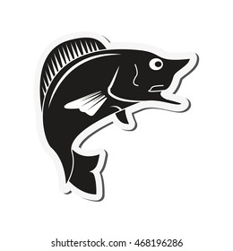 flat design single fish icon vector illustration