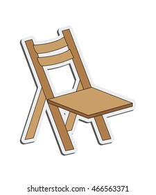 flat design single folding chair icon vector illustration