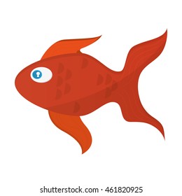 flat design single goldfish icon vector illustration