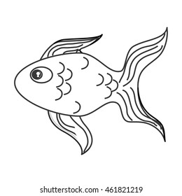 flat design single goldfish icon vector illustration