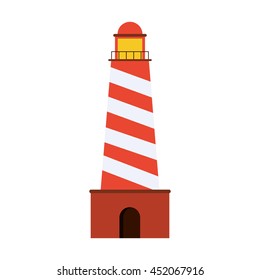 flat design single lighthouse icon vector illustration