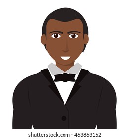 flat design single man with suit and bowtie icon vector illustration