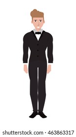 flat design single man with suit and bowtie icon vector illustration