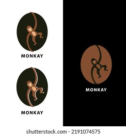 flat design single monkey icon vector illustration