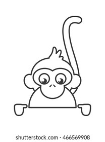 flat design single monkey icon vector illustration