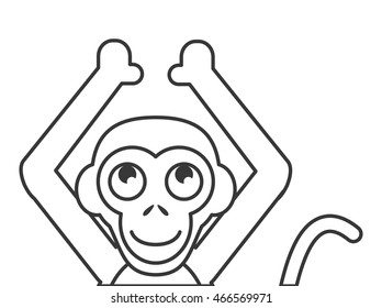 flat design single monkey icon vector illustration