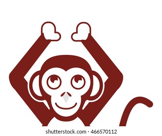 flat design single monkey icon vector illustration