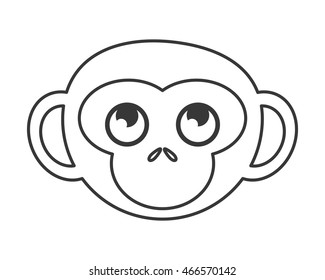 flat design single monkey icon vector illustration
