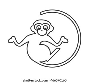 flat design single monkey icon vector illustration