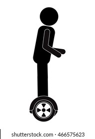 flat design single person on hoverboard icon vector illustration