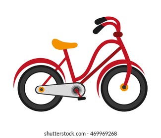 flat design single red bike icon vector illustration