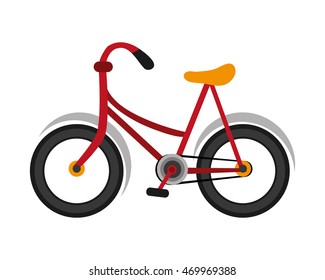 flat design single red bike icon vector illustration