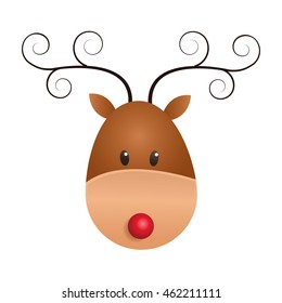 flat design single reindeer icon vector illustration