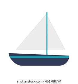 flat design single sailboat icon vector illustration