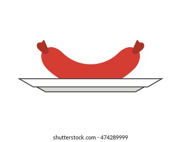 flat design single sausage icon vector illustration