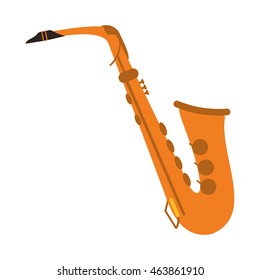flat design single saxophone icon vector illustration