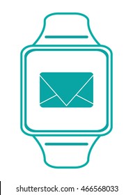 flat design single smartwatch with message icon vector illustration