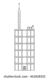 flat design single tall building icon vector illustration