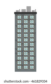 flat design single tall building icon vector illustration