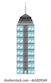 flat design single tall building icon vector illustration
