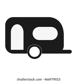 flat design single trailer icon vector illustration