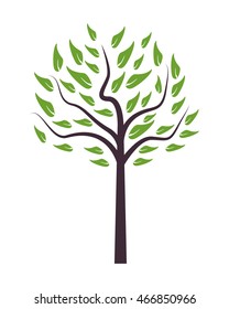 flat design single tree icon vector illustration