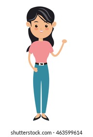 flat design single woman icon vector illustration
