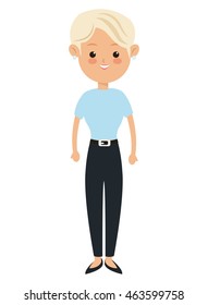 flat design single woman icon vector illustration