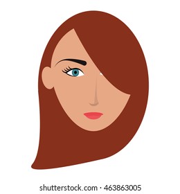 flat design single woman with long hair icon vector illustration