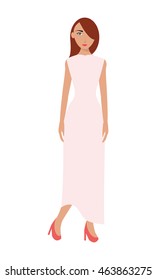 flat design single woman with long dress icon vector illustration