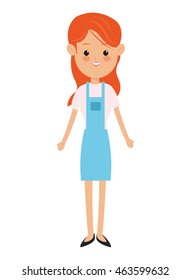 flat design single woman wearing apron icon vector illustration