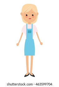 flat design single woman wearing apron icon vector illustration