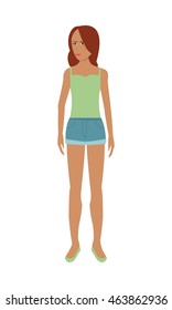 flat design single woman wearing shorts icon vector illustration