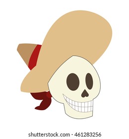 flat design skeleton mariachi icon vector illustration