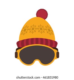 flat design ski mask and hat icon vector illustration