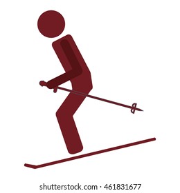 flat design skiing pictogram icon vector illustration