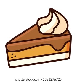 Flat design slice of pie isolated vector illustration