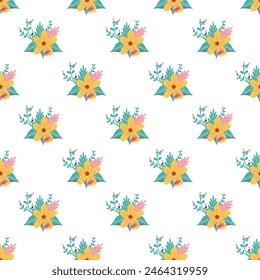 Flat design small flowers pattern design