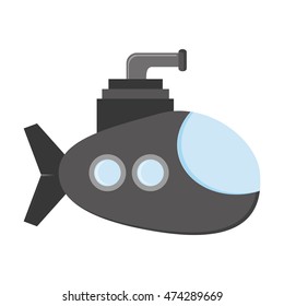flat design small submarine icon vector illustration