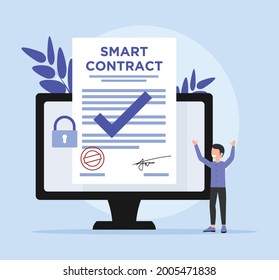 Flat design of Smart Contract Concept