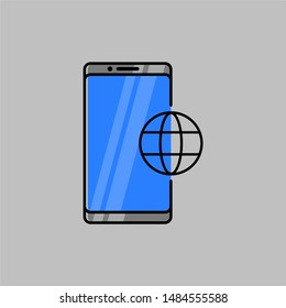 flat design of a smart phone with an icon on the side