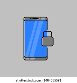 flat design of a smart phone with an icon on the side