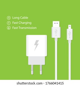 Flat design smartphone charger adapter